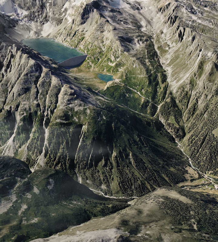 le barrage du Chummensee que développe Groupe E 