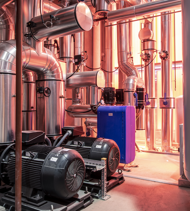 Intérieur d'une centrale de chauffage à distance de Groupe E