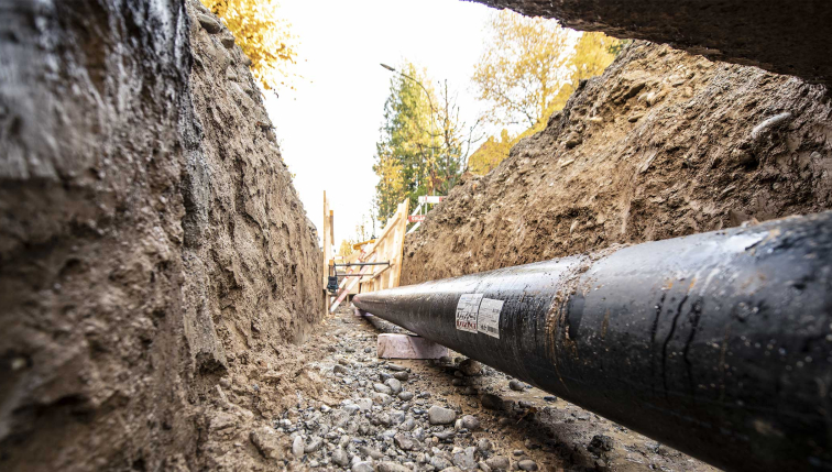 conduite de chauffage à distance enterrée