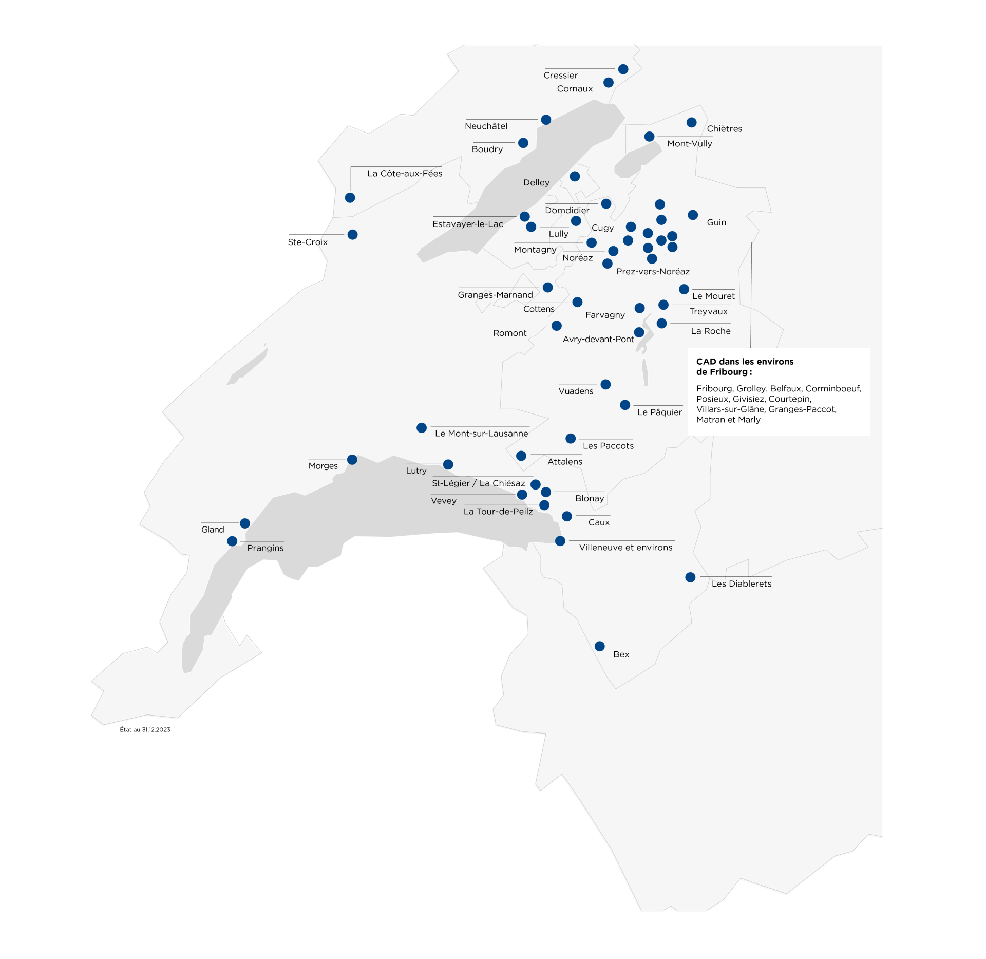 carte du réseau de chauffage à distance de Groupe E