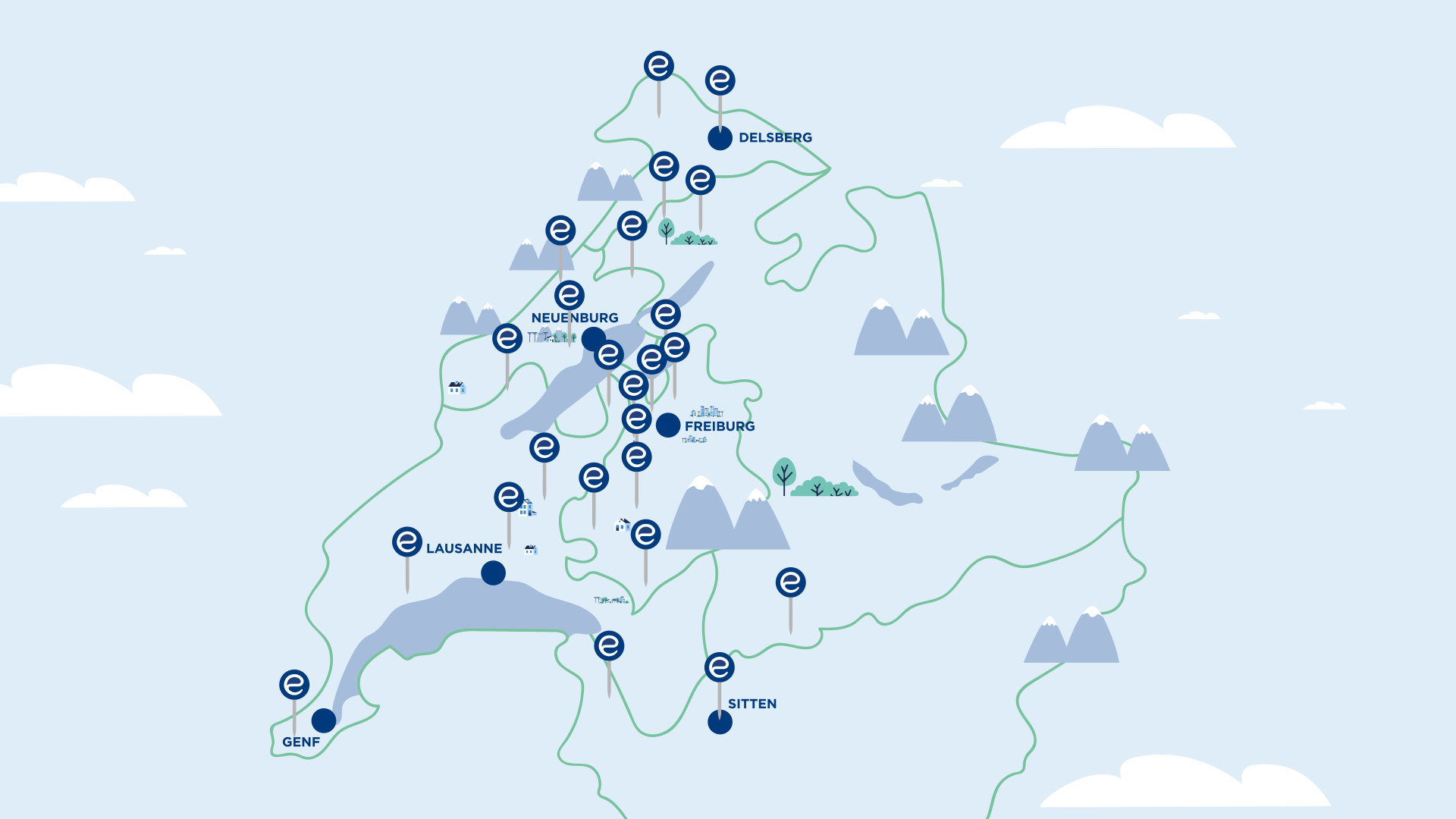 carte des succursales Groupe E